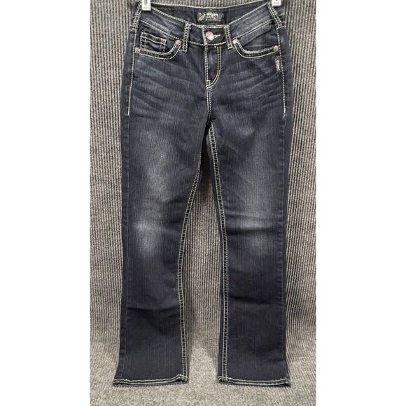 Silver Jeans Women Pant 26x31 Suki High‎ Slim Boot Blue Denim Dark Wash Pockets - Picture 1 of 16